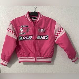 Barbie Pink Racing Bomber Jacket with Light Pink Accents